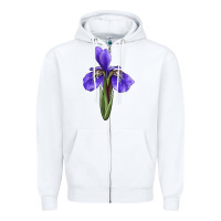 White Iris Flower Illustrations Zipper Hoodie - LillyAllenDesigns