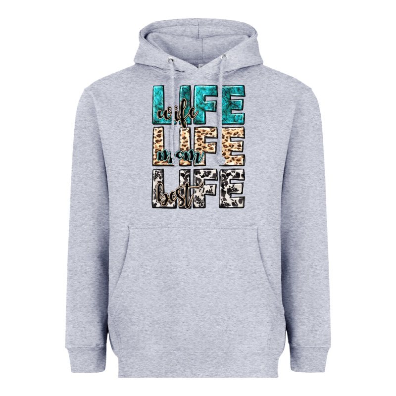 Wife Life Wife Mom Life Best Heavyweight Hoodie by NancyCooperArtShop | Teevron