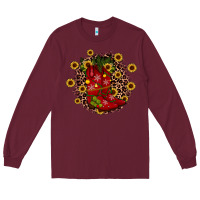 Burgundy boots wood slice ornament Long Sleeve Tee - JahusDesignShop