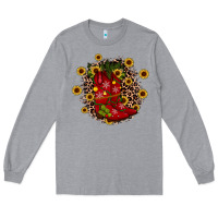 Heather Grey boots wood slice ornament Long Sleeve Tee - JahusDesignShop