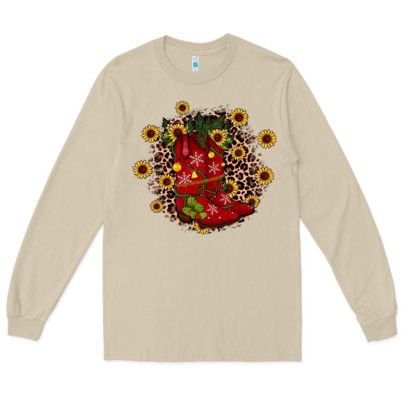 Boots Wood Slice Ornament Long Sleeve Tee by JahusDesignShop | Teevron