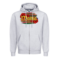 Heather Grey Latina mama with serape and roses Zipper Hoodie - Jasminsmagicworld