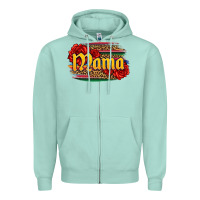 Seafoam Latina mama with serape and roses Zipper Hoodie - Jasminsmagicworld