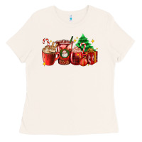 Bone Christmas coffee cups with gift and Christmas tree Ladies Tee - AdoDesignShop