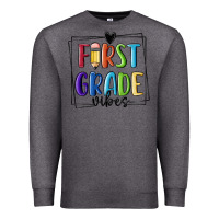Charcoal Heather 1st grade vibes Premium Sweatshirt - MaliasSmallBusiness