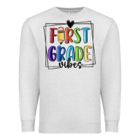 Oatmeal Heather 1st grade vibes Premium Sweatshirt - MaliasSmallBusiness