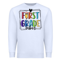 White 1st grade vibes Premium Sweatshirt - MaliasSmallBusiness