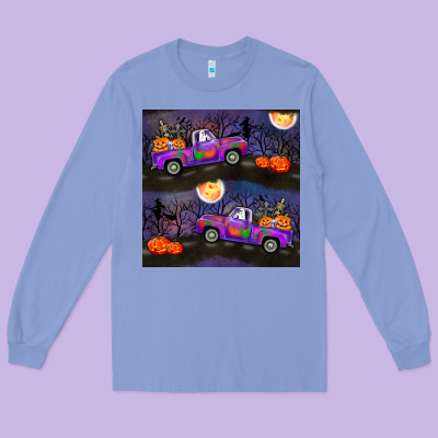 Halloween Spooky Truck Seamless Pattern Long Sleeve Tee Designed By Bundleandbundleshop
