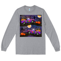 Heather Grey halloween spooky truck seamless pattern Long Sleeve Tee - BundleAndBundleShop