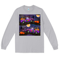 Moon Dust halloween spooky truck seamless pattern Long Sleeve Tee - BundleAndBundleShop