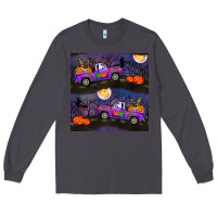Smoke halloween spooky truck seamless pattern Long Sleeve Tee - BundleAndBundleShop