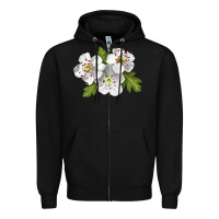 Black Hawthorn Flower Illustrations Zipper Hoodie - LillyAllenDesigns