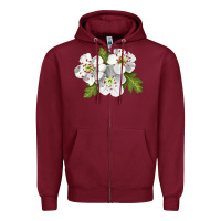 Burgundy Hawthorn Flower Illustrations Zipper Hoodie - LillyAllenDesigns