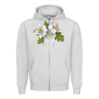Dove Grey Hawthorn Flower Illustrations Zipper Hoodie - LillyAllenDesigns