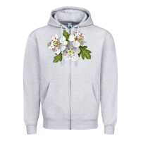 Heather Grey Hawthorn Flower Illustrations Zipper Hoodie - LillyAllenDesigns