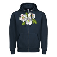 Navy Hawthorn Flower Illustrations Zipper Hoodie - LillyAllenDesigns