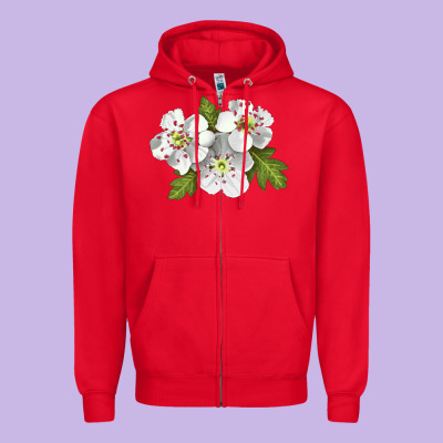 Hawthorn Flower Illustrations Zipper Hoodie Designed By Lillyallendesigns