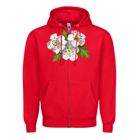 Red Hawthorn Flower Illustrations Zipper Hoodie - LillyAllenDesigns