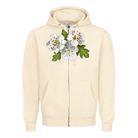 Sandshell Hawthorn Flower Illustrations Zipper Hoodie - LillyAllenDesigns