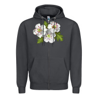 Smoke Hawthorn Flower Illustrations Zipper Hoodie - LillyAllenDesigns