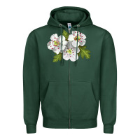 Sports Green Hawthorn Flower Illustrations Zipper Hoodie - LillyAllenDesigns