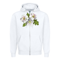 White Hawthorn Flower Illustrations Zipper Hoodie - LillyAllenDesigns