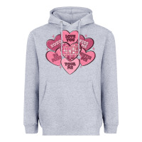 Heather Grey valentines conversation hearts Heavyweight Hoodie - MaliasSmallBusiness