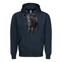 Navy southdown baby sheep Zipper Hoodie - LillyAllenDesigns