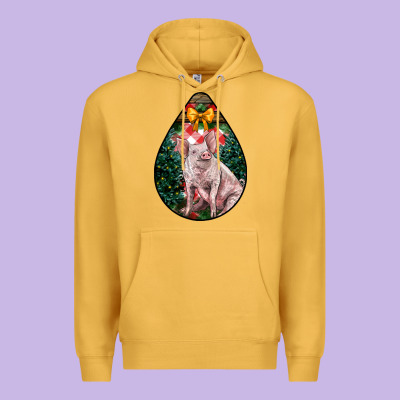 Christmas Pig Premium Hoodie Designed By Lillyallendesigns