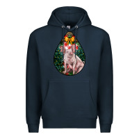 Navy christmas pig Premium Hoodie - LillyAllenDesigns