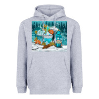 Heather Grey winter coffee cups with gnome Heavyweight Hoodie - NancyCooperArtShop