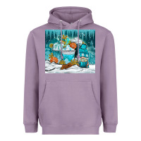 Lavender winter coffee cups with gnome Heavyweight Hoodie - NancyCooperArtShop