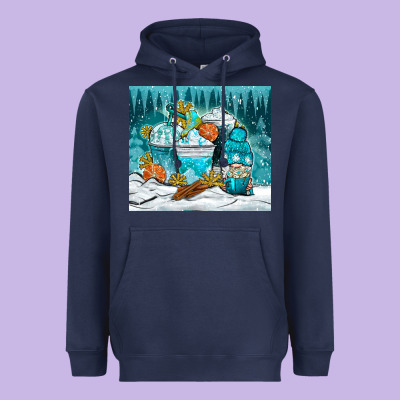 Winter Coffee Cups With Gnome Heavyweight Hoodie Designed By Nancycooperartshop