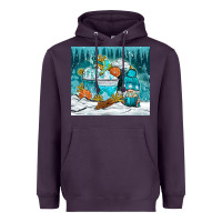 Plum winter coffee cups with gnome Heavyweight Hoodie - NancyCooperArtShop