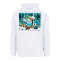 White winter coffee cups with gnome Heavyweight Hoodie - NancyCooperArtShop