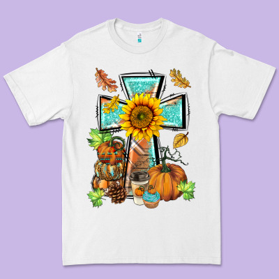 Western Thankful Cross Pumpkin Premium Tee Designed By Barkaloodesign