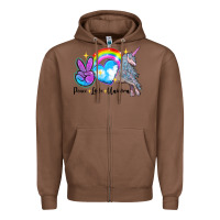Chestnut peace love unicorn Zipper Hoodie - LillyAllenDesigns