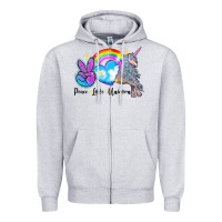 Heather Grey peace love unicorn Zipper Hoodie - LillyAllenDesigns
