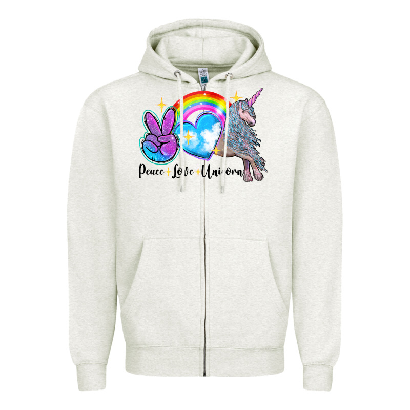 Peace Love Unicorn Zipper Hoodie by LillyAllenDesigns | Teevron