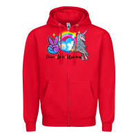 Red peace love unicorn Zipper Hoodie - LillyAllenDesigns