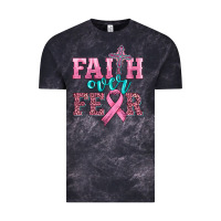 Cloud Black faith over fear with cross and ribbon Vintage Tee - HRA Design Shop