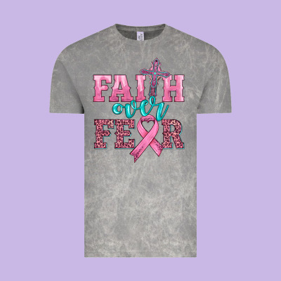 Faith Over Fear With Cross And Ribbon Vintage Tee Designed By Hra Design Shop