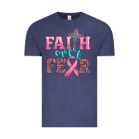 Vintage Denim faith over fear with cross and ribbon Vintage Tee - HRA Design Shop