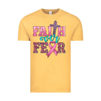 Vintage Mustard faith over fear with cross and ribbon Vintage Tee - HRA Design Shop