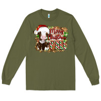 Army Green merry christmas y'all cow Long Sleeve Tee - Artiststas