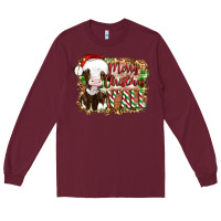 Burgundy merry christmas y'all cow Long Sleeve Tee - Artiststas