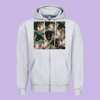 Suffolk Ewe And Merino Ram Sheeps Zipper Hoodie Designed By Barkaloodesign