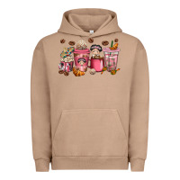 Pigment Burro Cafecito y Chisme Coffee Cups Urban Hoodie - texasbilliewilder