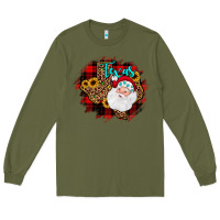 Army Green texas santa wood slice ornament Long Sleeve Tee - JahusDesignShop