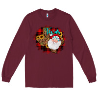 Burgundy texas santa wood slice ornament Long Sleeve Tee - JahusDesignShop